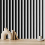 weiseni Peel and Stick Wallpaper Contact Paper White and Black Wood Grain Slat Panels Countertops Modern Removable Renter Apartment Friendly Self Adhesive 3D Easy Vinyl Wrap 118" x 17.7" weiseni