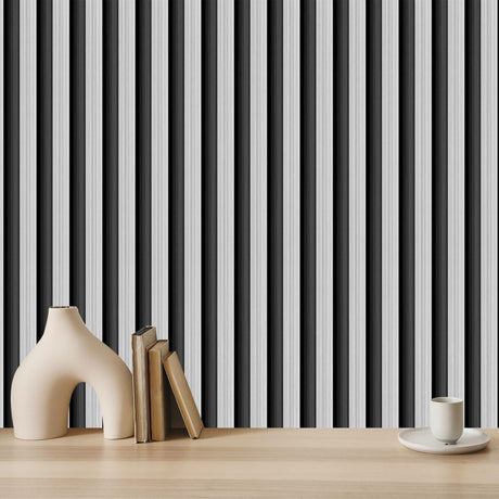 weiseni Peel and Stick Wallpaper Contact Paper White and Black Wood Grain Slat Panels Countertops Modern Removable Renter Apartment Friendly Self Adhesive 3D Easy Vinyl Wrap 118" x 17.7" weiseni