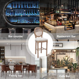 Nrizc Farmhouse Bar Stools Set of 4, French Country BarStools with Solid Wood Frame and Upholstered, Rattan Back Kitchen Bar Stool for Dining Room, Kitchen Nrizc