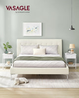 VASAGLE Nightstands Set of 2, End Tables, Side Tables with Drawer and Shelf, 15.7 x 15.7 x 21.7 Inches, Bedroom, Steel Frame, Easy Assembly, Modern, Matte White ULET506W14 VASAGLE