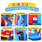Causeair Giant Inflatable Bounce House with Water Slide,Wet & Dry Use,Basketball Hoop,Climbing Wall,Heavy Duty GFCI Blower,Bouncy Castle with Ball Pit causeair