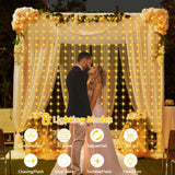 Solar Curtain Lights 7.9ft x 6ft 144 LED Outdoor Curtain Lights Waterproof with Timer 8 Modes for Christmas Garden Patio Fence Wedding Wall Window Gazebo Decor - Warm White echosari