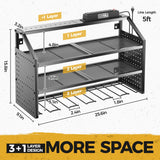 LBT 4 Layer Power Tool Organizer Wall Mount With Charging Station, Patented, 6 Outlet Power Strip, 6 Drill Holder, Heavy Duty Metal Garage Tool Storage Rack, Gifts For Men Fathers Day LBT