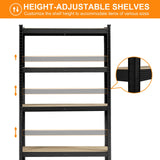 Yaheetech Standing Shelf Units, 5 Tier Storage Shelf, Heavy Duty Shelving, Adjustable Garage Shelves, Utility Rack Shelf Unit, Basement Warehouse Shed, 35.5″W× 12″D × 71″H - Black Yaheetech