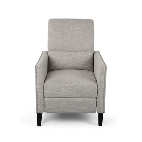 Christopher Knight Home Alexis Contemporary Fabric Push Back Recliner, Light Gray, Dark Brown Christopher Knight Home