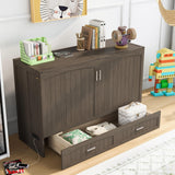 Murphy Bed with Built-in Charging Station, Antique Grey Merax