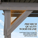 GARTOO 12.5'x6.5' Outdoor Grill Gazebo - Hardtop Cedar Wood Gazebo with 2 Side Shelves and Galvanized Steel Roof, Patio Wooden BBQ Pergola for Garden, Porch and Backyard GARTOO