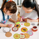 Billbotk 12 Pieces Diamond Art Painting Coasters Kit with Holder, Diamond Art Coasters, DIY Diamond Crafts Projects, Diamond Dot Kits for Adults and Beginners(Fruit Style) Billbotk