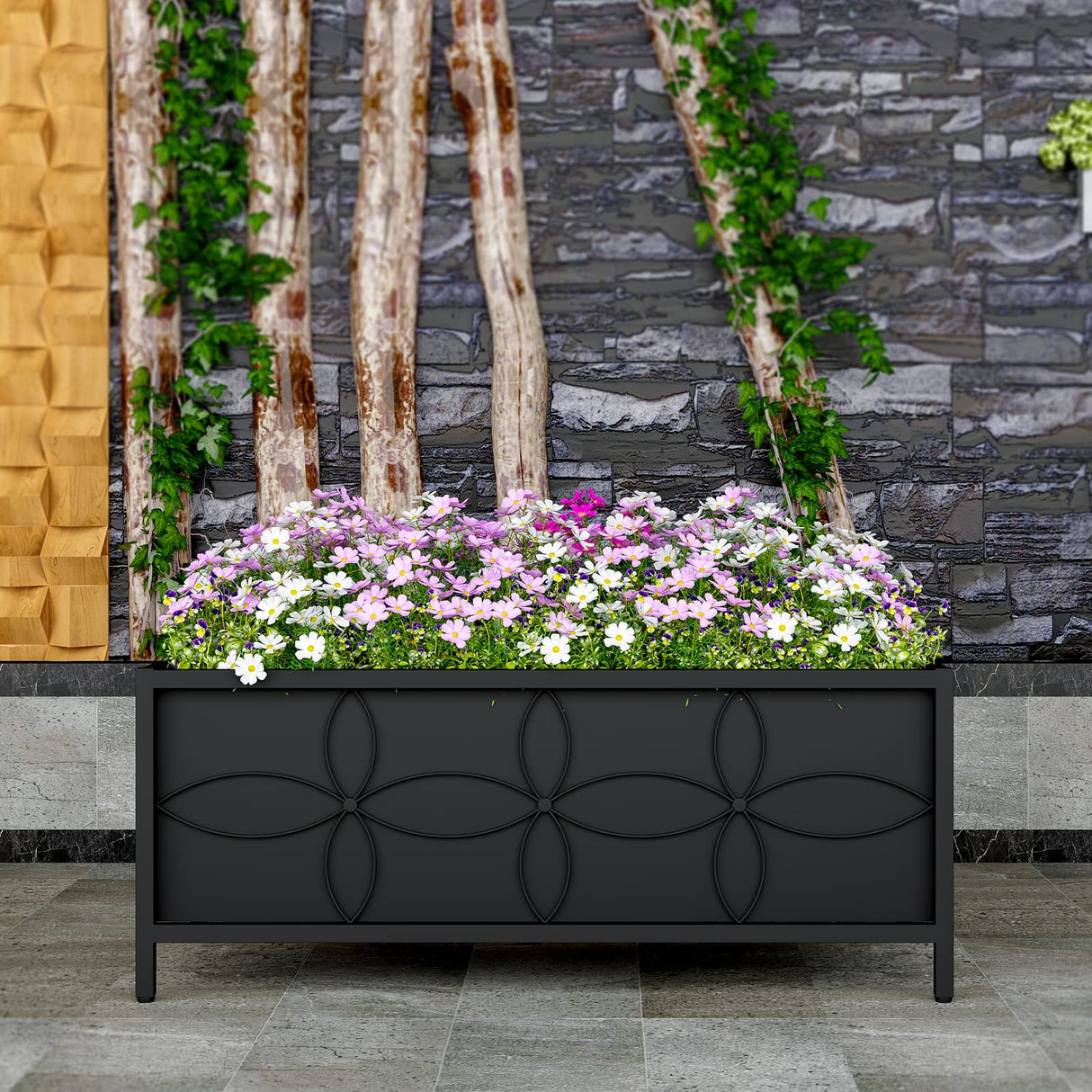 Zhongma Sturdy Raised Garden Bed with Inner Fabric Liners for Vegetables Flower, Planter Box for Backyard Patio Balcony. Inner Size: 33.85x14.17x11 inch Zhongma