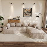 DAMAIFROM Oversized L Shape Sectional Sofa with Chaise, 134" W L-Shaped Sectional Couches with 63" D x 40" W Chaise Lounge Boneless Chenille Sofas for Large Living Room, Camel DAMAIFROM