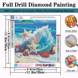 5D Beach Starfish Diamond Painting Kits for Adults Beginners,DIY Ocean Diamond Art, Full Round Drill Diamond Dot Gem Art Kits, Home Wall Decor 12x12 Inch AREOPNMG