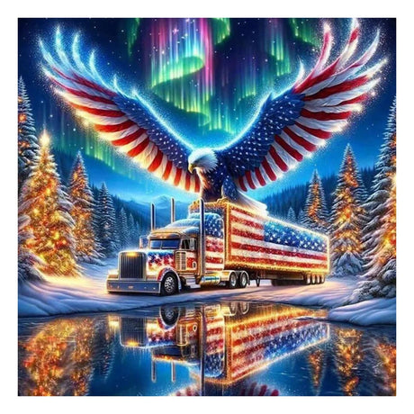 SJUTOUCI Truck Diamond Painting Kits for Adults, Diamond Art Kits for Beginners, DIY 5D Full Drill Diamond Dots Gem Craft Art Home Wall Decor 12x12 inch, Eagle SJUTOUCI