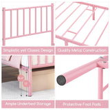 Yaheetech Twin Size Bed Frame Metal Platform Bed Frame Mattress Foundation with Spindle Headboard & Footboard/No Box Spring Needed/14 Inch Underbed Storage/Firm Support & Easy Set up Structure, Pink Yaheetech