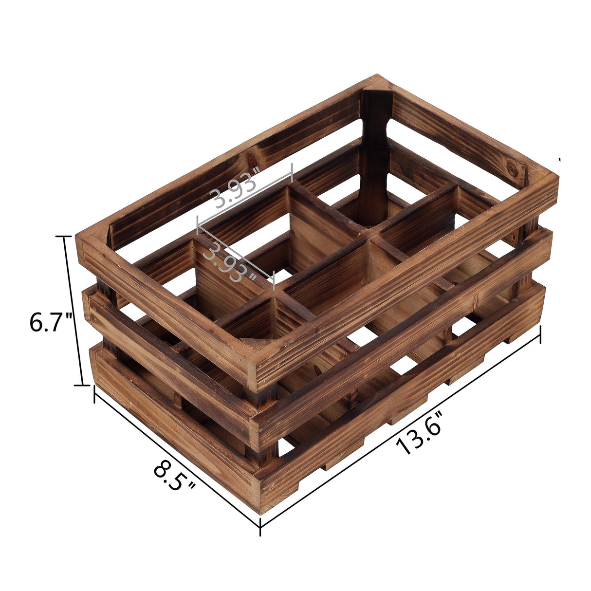Sintosin Rustic 6 Bottle Wood Wine Racks Countertop, 13 x 8 inch Burning Finished Bottle Caddy, Handmade Farmhouse Wooden Wine Crates, Bottle Holder Decorative for Milk, Gifts for Wine Lovers Sintosin
