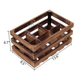 Sintosin Rustic 6 Bottle Wood Wine Racks Countertop, 13 x 8 inch Burning Finished Bottle Caddy, Handmade Farmhouse Wooden Wine Crates, Bottle Holder Decorative for Milk, Gifts for Wine Lovers Sintosin