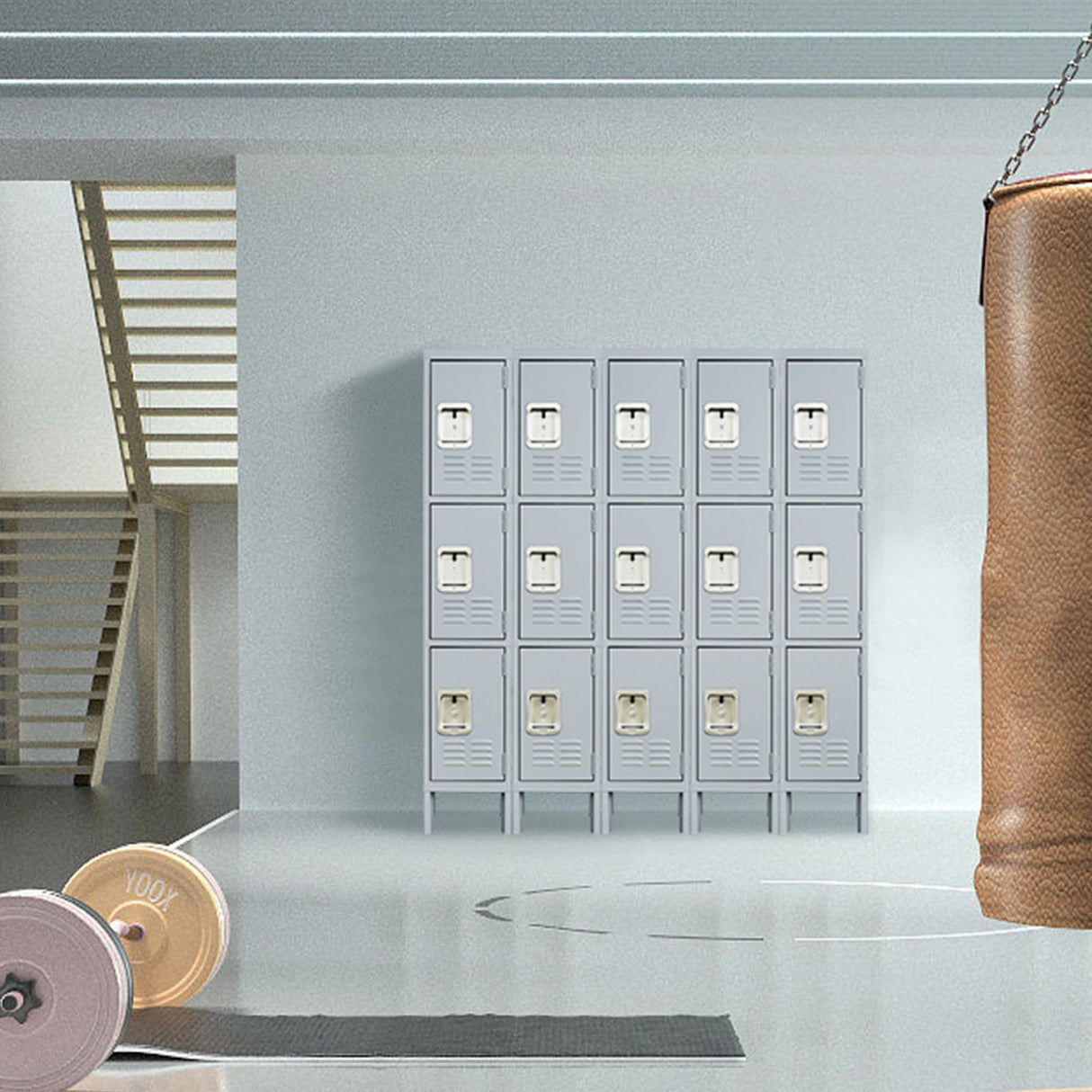 FLIXELIO Metal Lockers for Employees 66" H Tall Storage Locker with Lock Gym Locker Cabinet with 3 Doors Steel Wardrobe for Office Home School Staff Assembly Required FLIXELIO