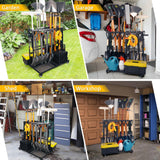 LCMWHOP Garden Tool Organizer - Heavy Duty Garage Storage and Organization with Wheels - Large Garden Tool Storage Holder for Lawn Yard Patio Shed,Garage Shovel Rack LCMWHOP