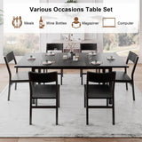 Einhomn 7-Piece Dining Room Table Set with 6 Chairs, 63" Extendable Dining Table & Chairs Set for 4-6, MDF Board & Metal Frame, for Kitchen, Dining Room, Black Einhomn