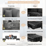 Vongrasig 6 Pieces Sectional Couch Modular Sofa with Reversible Chaise 116" Velvet U-Shaped Couch Sofa 6-seat Modular Large Sectional Couch with Ottoman for Living Room, Upholstered Cushion (Grey) Vongrasig