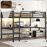 thctvous Queen Loft Bed with Desk,Gaming Loft Bed with LED, Guardrail,Heavy Duty Metal Bed Frame for Adults Teens,Space-Saving,Noise Reduced (Black, Queen) Thctvous