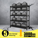 SDXYSTCE 48" W Garage Storage Shelves Heavy Duty, 3000LBS Loads Adjustable Garage Shelving, 5-Tier Metal Shelving Units and Storage Racks, Industrial Utility Shelf,48" Wx24 Dx78 H, Black SDXYSTCE