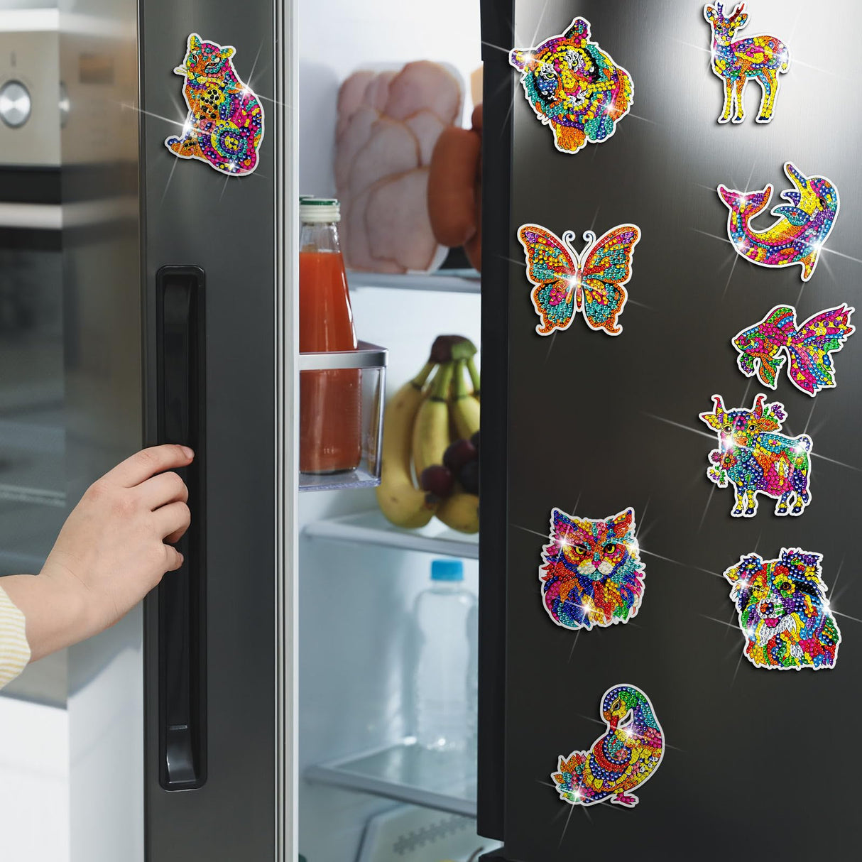 Remuuly 30 Pcs Diamond Painting Magnets Summer Diamond Art Magnet Kits for Adults Spring Flower Animal Cupcake 5D Rhinestones Refrigerator Magnetic Stickers for Fridge DIY Crafts Gifts(Animal) Remuuly