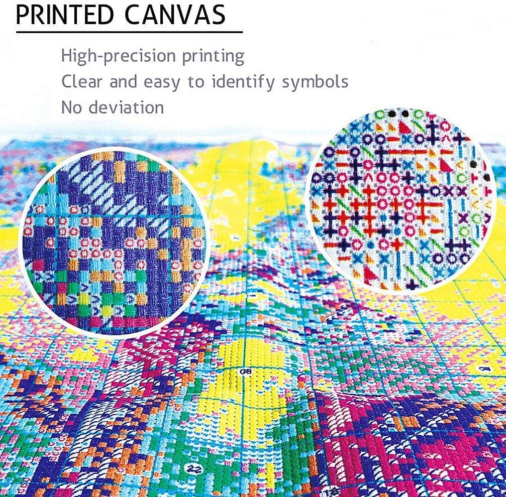 Christmas Stamped Cross Stitch Kits - Needlepoint Counted Cross Stitch Kits for Beginner Adult Crossstitching Printed Dimensions Snowman Patterns Stitch Embroidery Kits Arts and Crafts Paintcolor