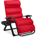 Best Choice Products Oversized Zero Gravity Chair, Folding Outdoor Patio Recliner, XL Anti Gravity Lounger w/Removable Cushion, Cup Holder, Side Tray, 350lb Capacity - Crimson Red Best Choice Products