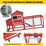 Aivituvin Chicken Coop Expandable Mobile Chicken House for Outdoor with Wheels, Nesting Box, Leakproof Pull-on Tray and UV-Resistant Roof Panel (Red) Aivituvin