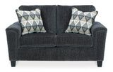 Signature Design by Ashley Abinger Chenille Contemporary Loveseat with 2 Accent Pillows, Dark Gray Signature Design by Ashley