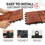 CLOVERHOLM Interlocking Deck Tiles-10PCS Waterproof Acacia Wood Patio Tiles, Easy Snap Flooring Tiles for Indoor and Outdoor,Balcony, Entry, Poolside Tiles, 12”x12”, 10sq.ft per Box, Teak CLOVERHOLM