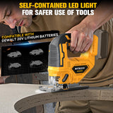 Cordless Jig Saw for Dewalt 20v Max Battery, Brushless Jigsaw Cut Off Tool, Variable Speed 2900RPM, 45° Beveled Cuts, 3 Orbital Action, with Jigsaw Blades for Straight/Curve/Circle Cutting(Tool Only) NATBEESY
