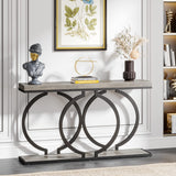 LITTLE TREE 55 inch Faux Marble Gold Console Table Modern Entryway Table Narrow Long Sofa Table Accent Table for Living Room, Grey + Black LITTLE TREE
