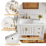IRONCK Bathroom Vanity with Sink, 36" Farmhouse Bathroom Cabinet with 2 Drawers & Storage for Guest Baths Master Suites or Rental Units IRONCK