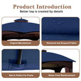 SCOCANOPY Ripstop Replacement Top for Lowe's Allen Roth 10X12 Gazebo Model #GF-12S004B-1/ GF-12S004BTO/TPGAZ17-002C，(Navy Blue) SCOCANOPY