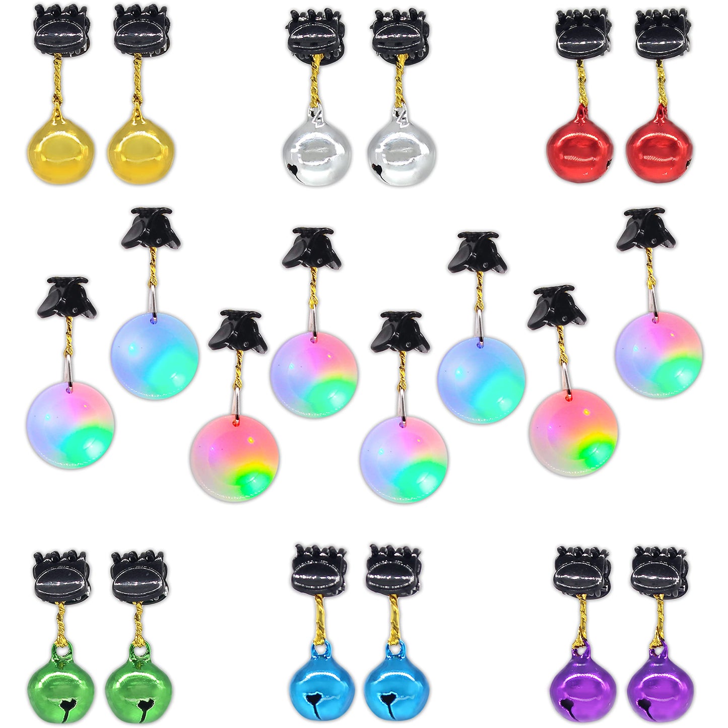 DecoTiny 20pcs Light Up Beard Ornaments, 12 Pcs Sounding Jingle Bells, 8Pcs Beard Lights Beard Bauble Ornaments, Great Christmas and New Year Festival Gift