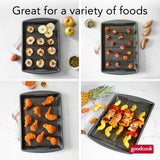 GoodCook 15” x 10.5” Nonstick Carbon Steel Baking Pan & Raised Wire Rack – Pizza Crisper, Crispy Bacon, Multipurpose Cooking Sheet Pan, Cooling Rack, Kitchen Cookware Set, Dishwasher Safe GoodCook