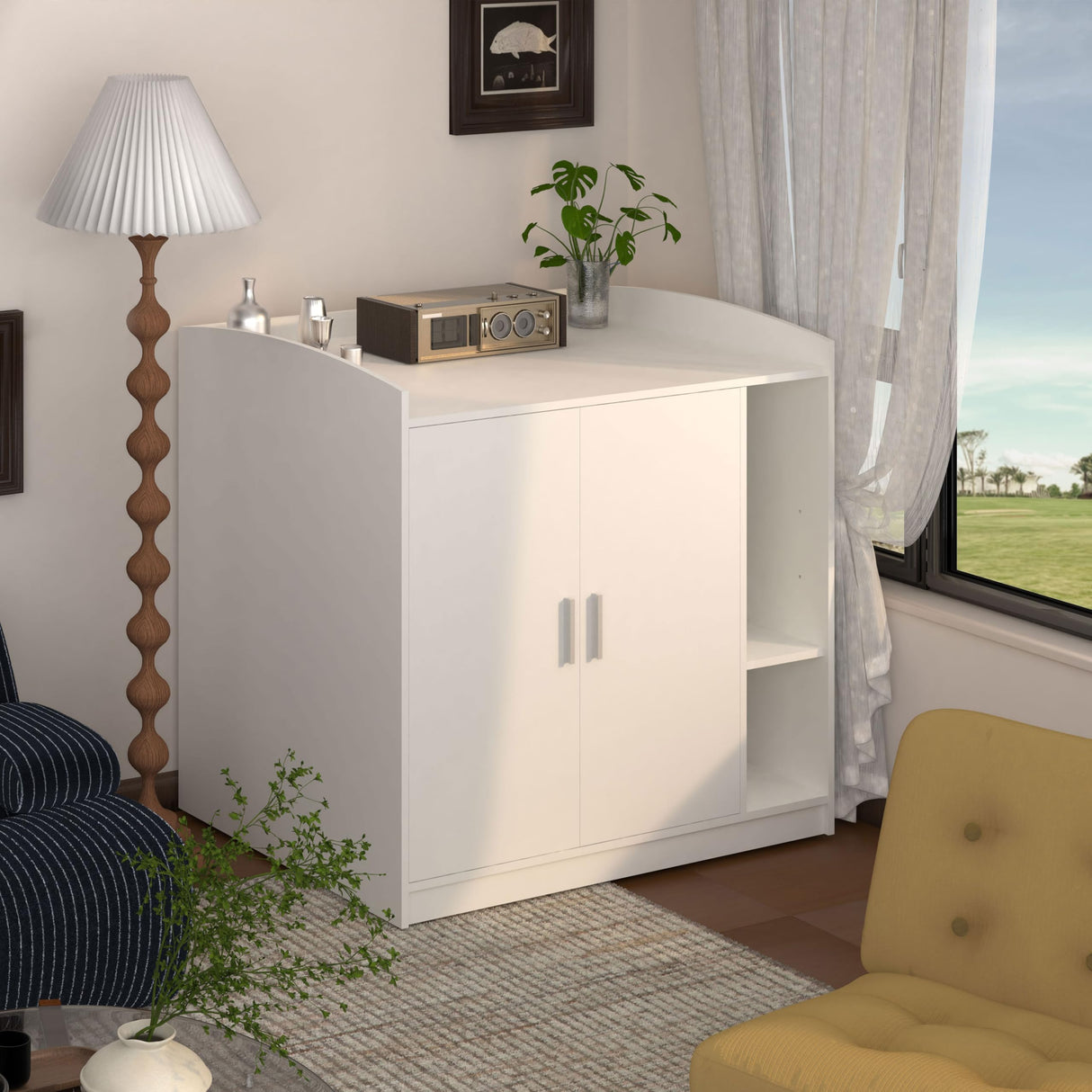 Amunrbrek Litter Robot Enclosure, Litter Robot Cabinet, Modern Automatic Litter Box Enclosure Cover for Litter Robot 3 & 4 (White, Front Entry) amunrbrek