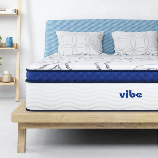 Vibe Quilted Hybrid Mattress, 12-Inch Innerspring and Pillow Top Gel Memory Foam Mattress, Fiberglass Free, CertiPUR-US Certified Bed in a Box, King, White