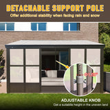 Domi Lean-to Sunroom 12x14FT, Wall Mounted Solarium with Sloping Polycarbonate Roof, Detachable Polycarbonate Screens, 2 Lockable Sliding Doors, Aluminum Gazebo Against Wall Sun Room for Patio Deck domi outdoor living