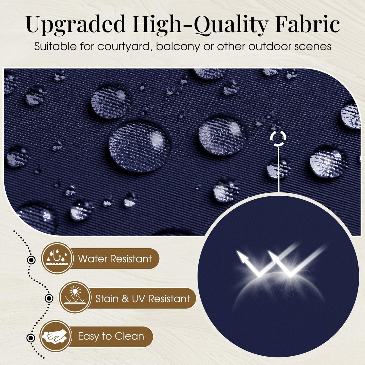 downluxe Outdoor Chair Cushions Set of 4 for Patio Furniture, Waterproof Square Corner Patio Chair Cushions with Ties, Memory Foam Outdoor Seat Cushion, 18.5" X 16" X 3", Navy downluxe