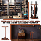 DoubleFill 5 Gun Wood Gun Rack Wood Corner Wall Display Rack Shotgun Rifle Stand Gun Holder Display for Home Garage Office Storage DoubleFill