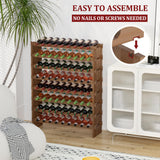 Domax Wine Rack Freestanding Floor - 8 Tiers Wine Bottle Holder 72 Bottle Stackable Wine Rack， Bamboo Wine Holder Wine Storage Racks for Kitchen, Domax