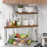 Weenson Bathroom Organizer Countertop, Bathroom Sink Organizer for Toiletries, Makeup, Skincare, Bamboo 2-Tier Kitchen Countertop Organizer for Spice Salt (Brwon) Weenson