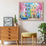 Accompany Wind 5D Diamond Painting Kits for Adults, Sakura Blossom Street Diamond Art Kits for Beginner, DIY Round Full Drill Dots Gem Art Kits for Home Wall Decor 16 x 12 Inch Accompany Wind