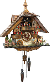 Cuckoo-Palace Large German Cuckoo Clock - The Seesaw Mill Chalet with Quartz Movement with Moving Seesaw - Black Forest Clock Cuckoo Palace