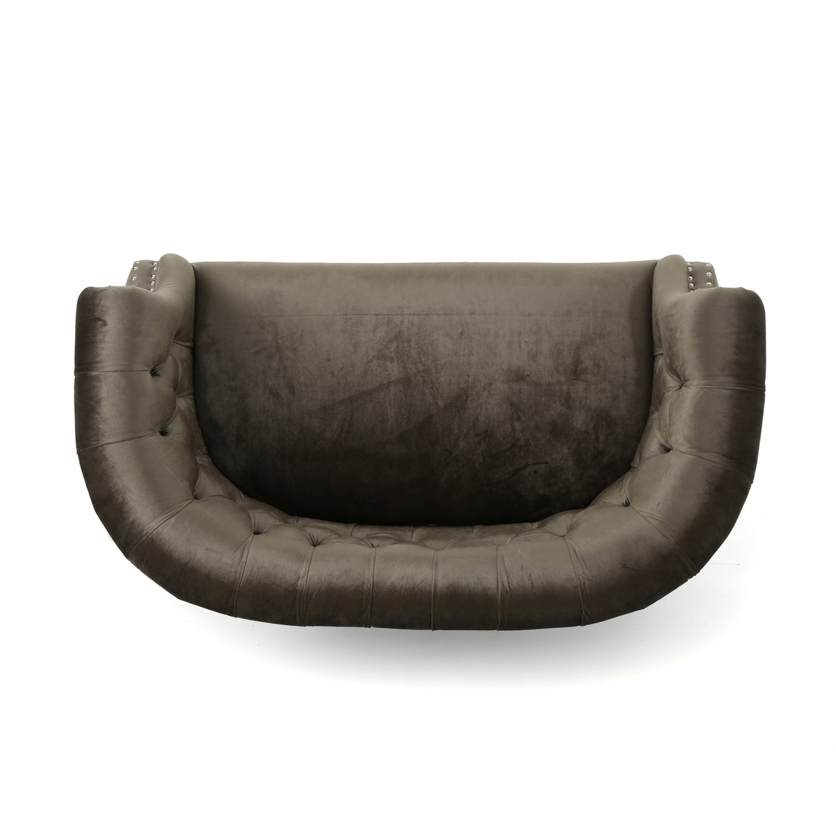 Christopher Knight Home Milani Tufted Scroll Arm Velvet Loveseat, Grey / Dark Brown Christopher Knight Home