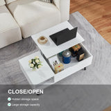 SANODESK 39" Wood Lift Top Coffee Table with Hidden Compartment and Storage Shelf for Living Room, Reception Room, White SANODESK