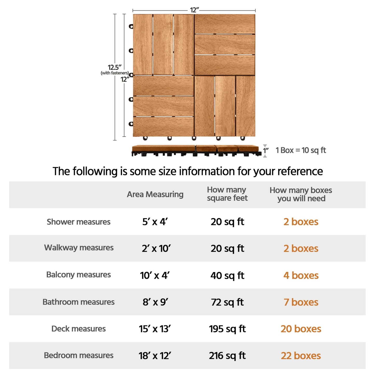 Yaheetech 10pcs Hardwood Interlocking Patio Deck Tiles Acacia Waterproof Wood Flooring Tiles for Patio Garden Poolside, 12'' x12'' Indoor Outdoor Use All Weather - WoodArtSupply