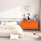 Washsemba 2 Door Metal Accent Cabinet,Orange Metal Storage Cabinet with Adjustable Shelf,2-Tier Office Cabinet,Multipurpose Metal Locker Storage Cabinet for Office Home,Music Studio (Orange) Washsemba